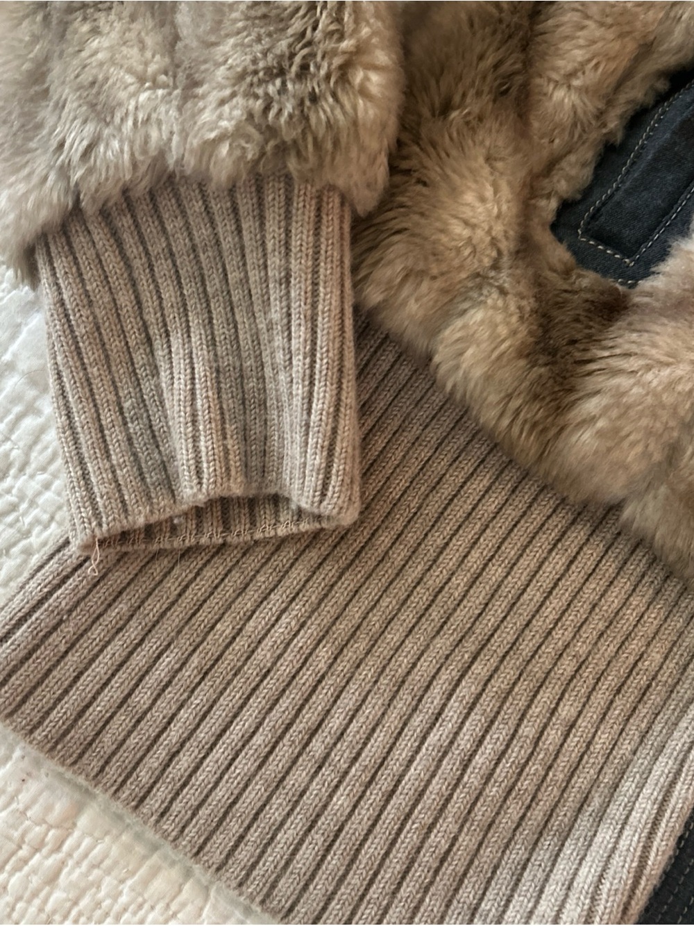 Juicy Couture Medium Cropped Hooded Faux Fur Zip Jacket in Taupe - Picture 6 of 8